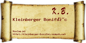 Kleinberger Bonifác névjegykártya